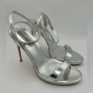 WORN ONCE Steve Madden silver wafer women’s heels shoes size 8